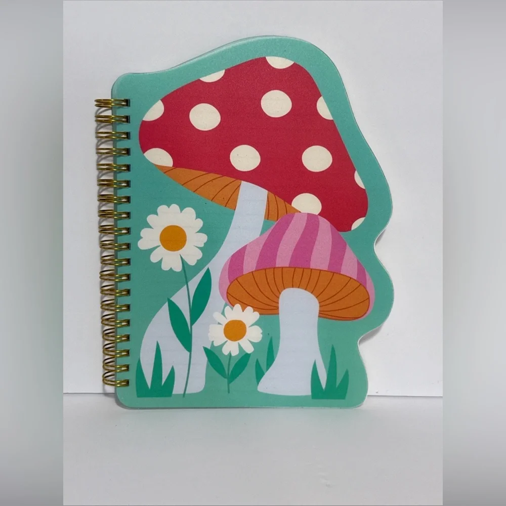 Clementine Mushroom Spiral Notebook with Red and Pink Cover